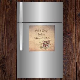 Favor Magnet Weddenschap met naam en datum Floral