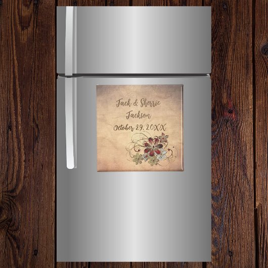 Favor Magnet Weddenschap met naam en datum Floral
