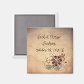 Favor Magnet Weddenschap met naam en datum Floral (Voorkant / Achterkant)