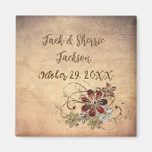 Favor Magnet Weddenschap met naam en datum Floral (Voorkant)