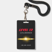 Favor met rode controller voor videogepartij badge (Achterkant met lanyard)