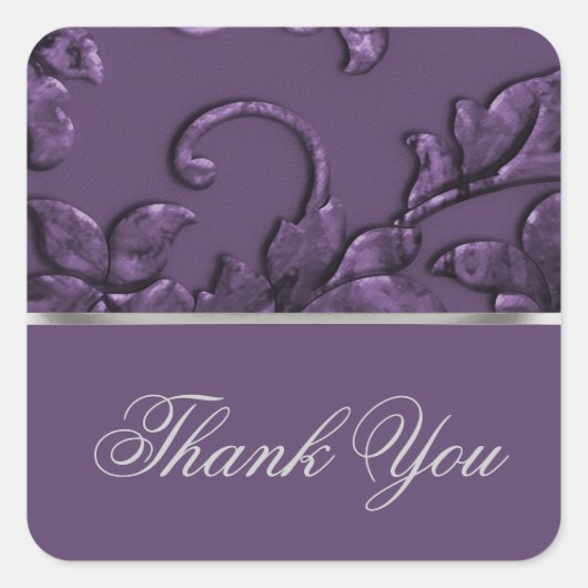 Favor Metallic Embossed Kijk Damask in Plum Vierkante Sticker (Voorkant)