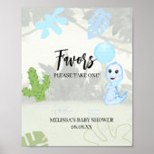 Favor Party Sign Cute Blue Dinosaur-ballon Poster (Voorkant)