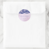 Favor Roos Lila Blue Navy Lace Bedankt Ronde Sticker (Tas)