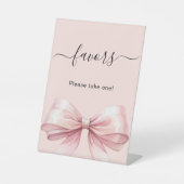 Favor roze strik reclamebord met voetstuk (Voorkant)