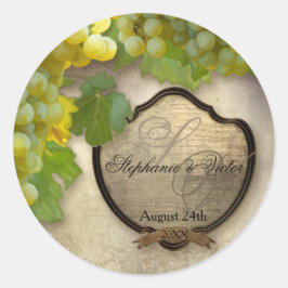 Favor Seals Chardonnay Wine Grapes Rustic Wedding Ronde Sticker