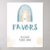 Favor Sign Blue Boho Rainbow Shower Sign Poster (Voorkant)