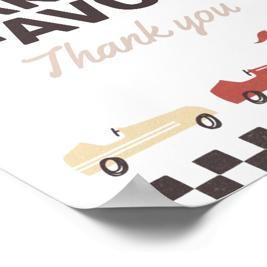 Favor Sign Two Fast Race Car Birthday Poster (Hoek)