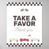 Favor Sign Two Fast Race Car Birthday Poster (Voorkant)