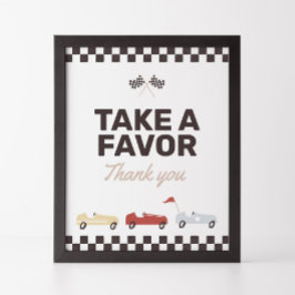 Favor Sign Two Fast Race Car Birthday Poster