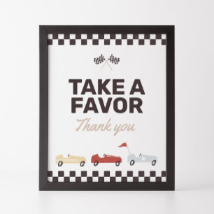 Favor Sign Two Fast Race Car Birthday Poster