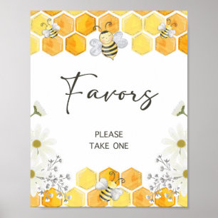 Favor Sign Yellow Honey Bee Shower Sign Poster
