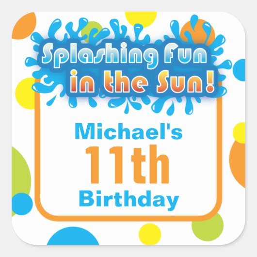 Favor Sticker - Splashing Fun in the Sun (Voorkant)