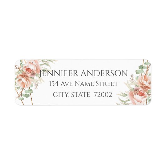 Favor Sticker Wedding Blush Rozen (Voorkant)