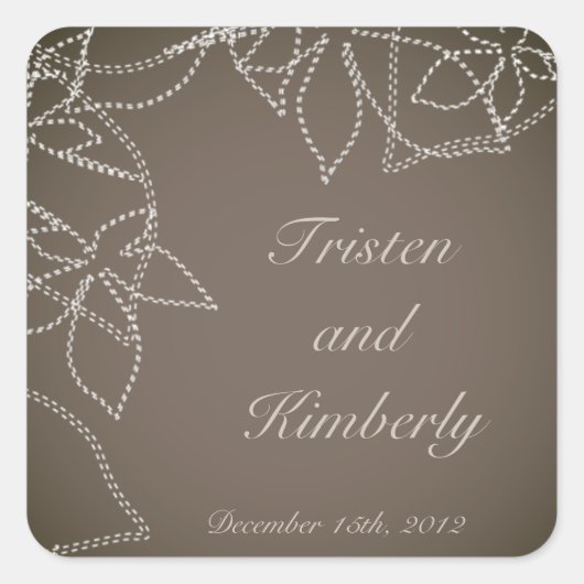 Favor Stickers Herfst Bloemen Herfst Grijs Gunmeta (Voorkant)