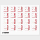 Favor Stickers Red Crimson White Damask Lace Print (Vel)