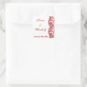 Favor Stickers Red Crimson White Damask Lace Print (Tas)