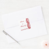 Favor Stickers Red Crimson White Damask Lace Print (Envelop)