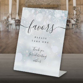 Favor tabel Winter Zwarte Script Reclamebord Met Voetstuk