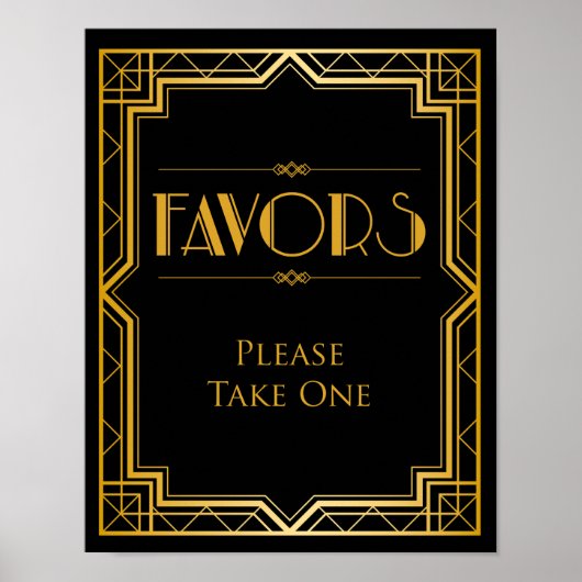 Favor Table Weddenschap | Gatsby Art Deco Poster (Voorkant)
