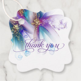 FAVOR TAG | Strak Teal Amethyst Abstract Bloem Bedankjes Labels