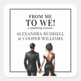 Favor Tag Trouwstickers Elegant Zwart-Wit Vierkante Sticker