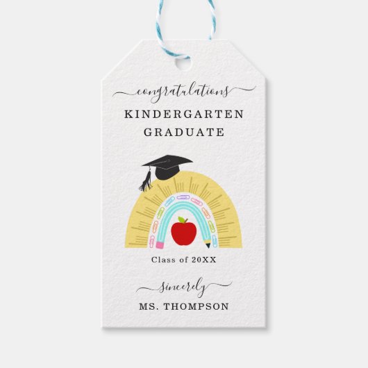 Favor-tag voor afstudeerceremonie kleuterschool /  cadeaulabel (Voorkant)