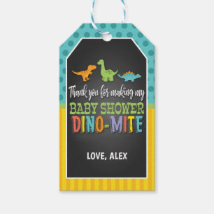Favor-tag voor dinosaurus-babyfeestje cadeaulabel