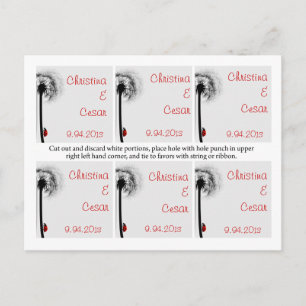 Favor Tags Lady Bug op paardenbloem rood silhouet Briefkaart