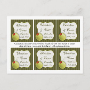 Favor Tags Martini Olife Green Stripes whimsical Briefkaart