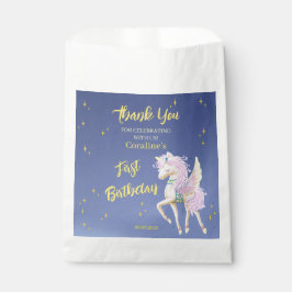 Favor Tassen "Dank je" met zachte eenhoorn Bedankzakje
