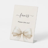 Favor teken beige crème boog reclamebord met voetstuk (Voorkant)