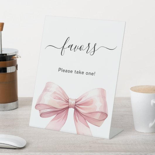 Favor teken roze lint wit reclamebord met voetstuk (Insitu)