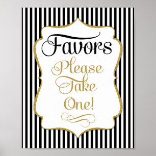 Favor Teken Zwart Gouden Streep Poster