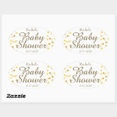 Favor voor babyfeest met gouden harten ovale sticker (Vel)