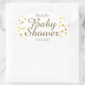 Favor voor babyfeest met gouden harten ovale sticker (Tas)