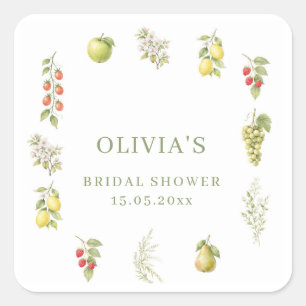 Favor voor Bruiloftsfeest 'Fresh Off The Market' Vierkante Sticker