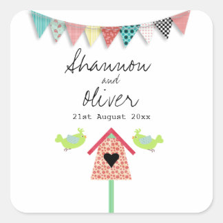 Favor voor flinke griep en vogelbruiloft vierkante sticker