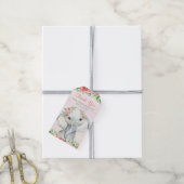 Favor voor olifant meisje babyshower cadeaulabel (Met Touw)