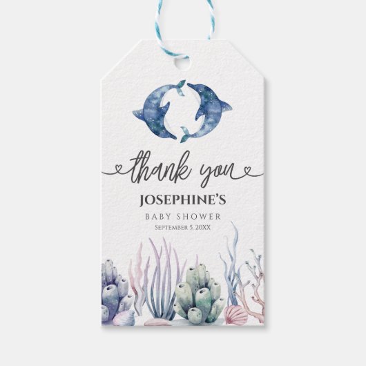 Favor voor Sea Life Twins baby shower Cadeaulabel (Voorkant)