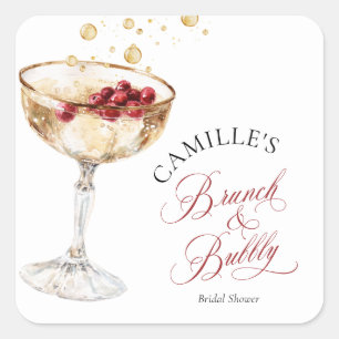 Favor voor winterbrunch en bruisende bruiloft vierkante sticker