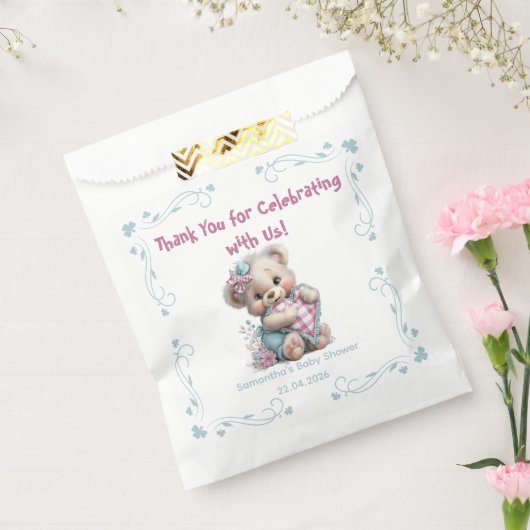 Favor Zakjes Teddybeer Babyshower (Gezegeld)
