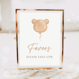 Favoren Teddybeer Ballon Boho Neutraal Verjaardag Poster