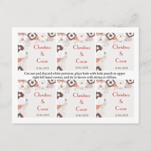 Favoriet Tags Coral Pink Brown Bloemen Briefkaart