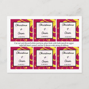 Favoriet Tags Hot Pink/Yellow Swirls Stippen Briefkaart