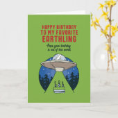 Favoriete aarding Alien UFO Pun Funny Birthday Kaart (Gele Bloem)