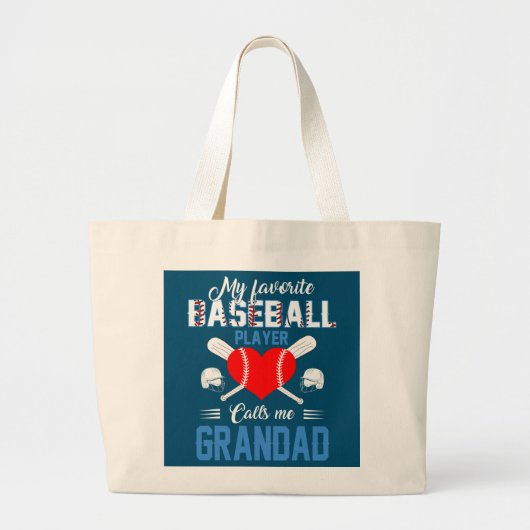 Favoriete Baseball Player roept me op Grootte Grote Tote Bag (Voorkant)