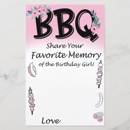 Favoriete BBQ-herinnering van de jarige (Voorkant)
