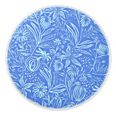 Favoriete bloemenpatroon in blauw keramische knop (Voorkant)