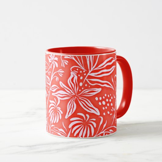 Favoriete bloemenpatroon in rood mok (Voorkant rechts)